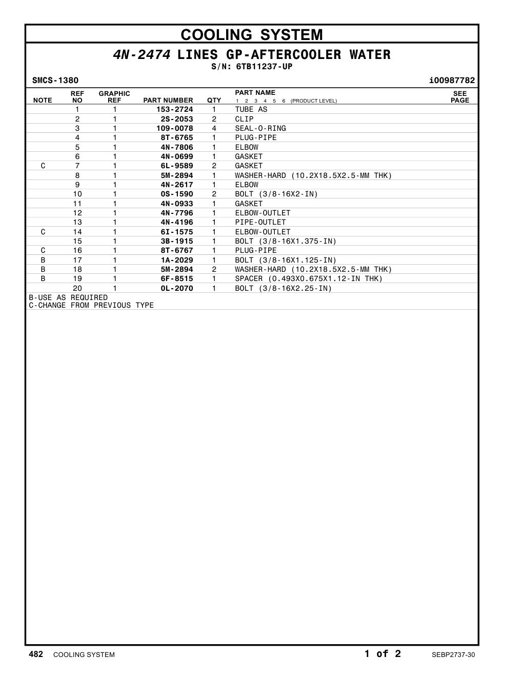 6F-8515 SPACER (0.493X0.675X1.12-IN THK) · S/N 6TB11237-UP CAT parts manual diagram