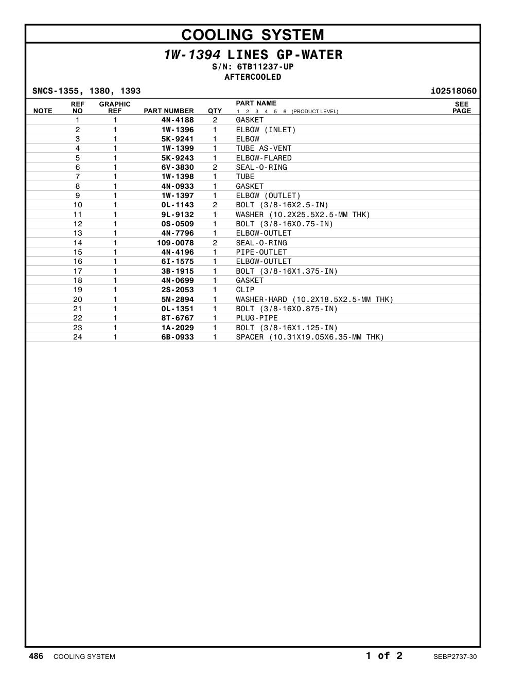 6I-1575 ELBOW-OUTLET · S/N 6TB11237-UP CAT parts manual diagram
