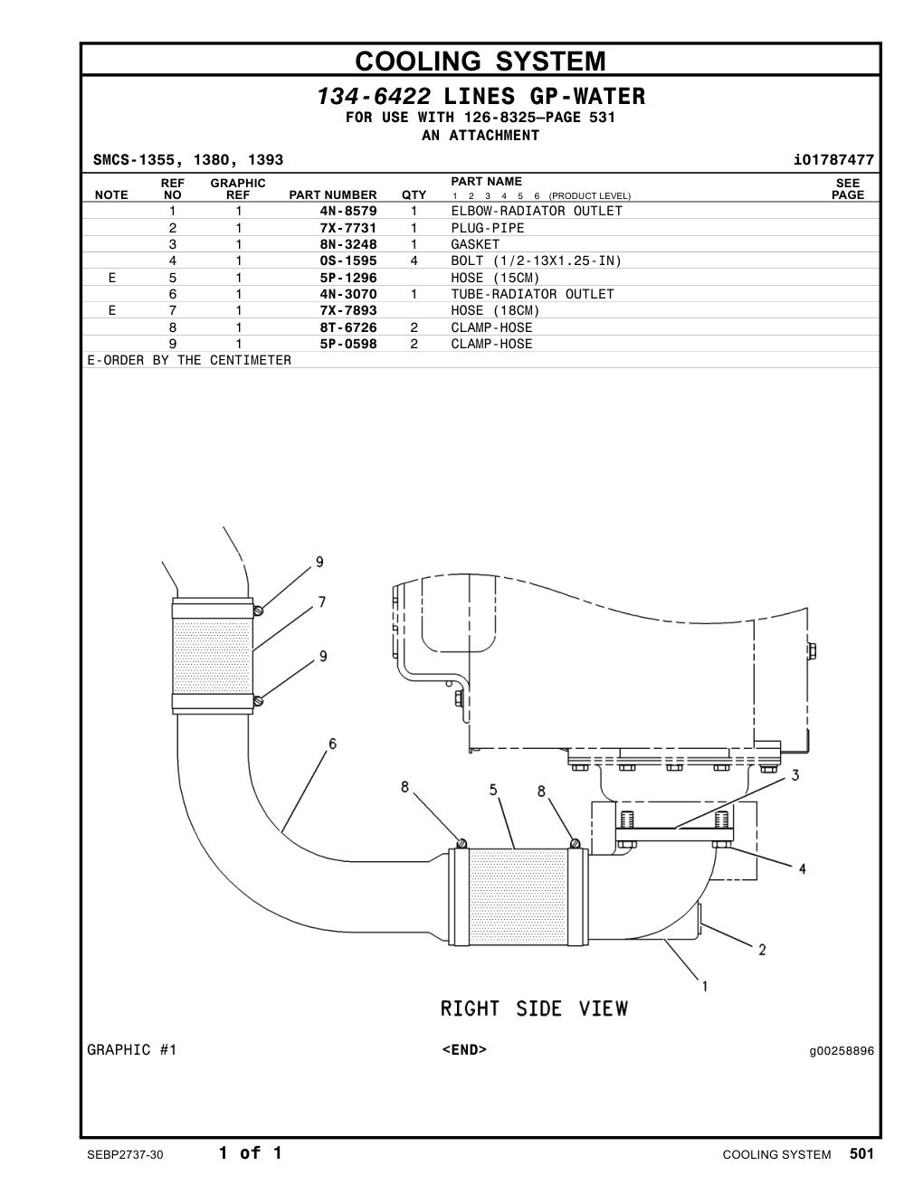 4N-3070 TUBE-RADIATOR OUTLET CAT parts manual diagram