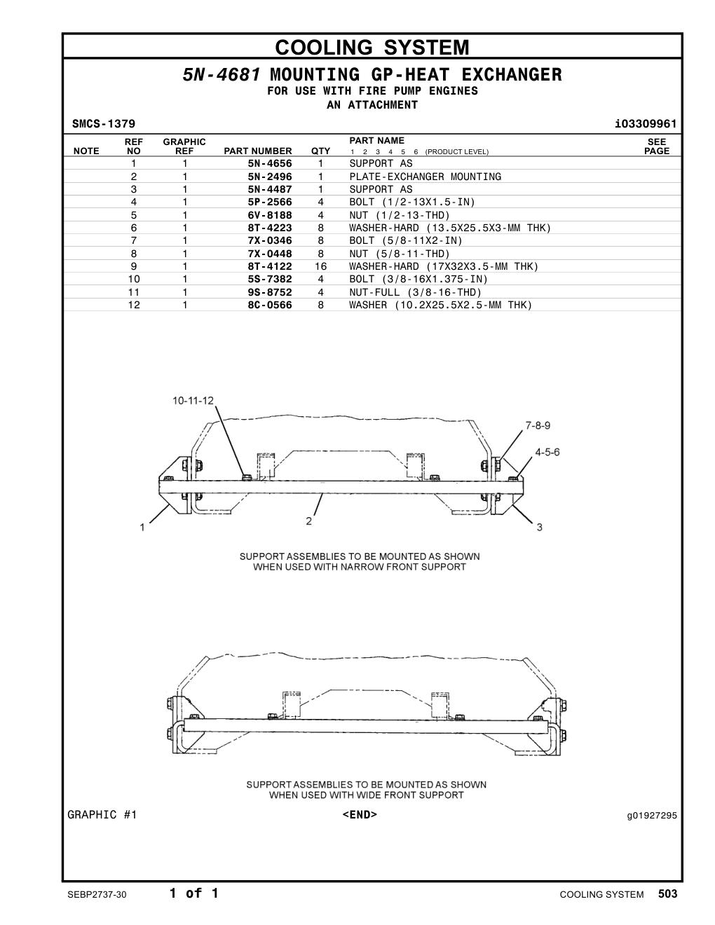 5N-2496 PLATE-EXCHANGER MOUNTING CAT parts manual diagram