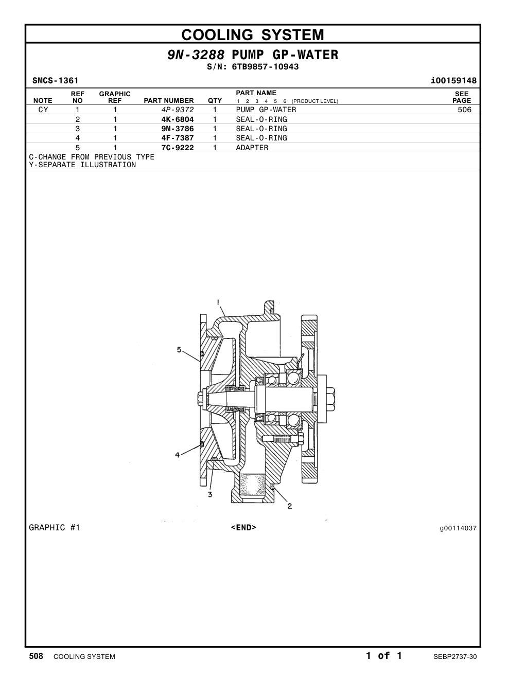 4F-7387 SEAL-O-RING · S/N 6TB9857-10943 CAT parts manual diagram