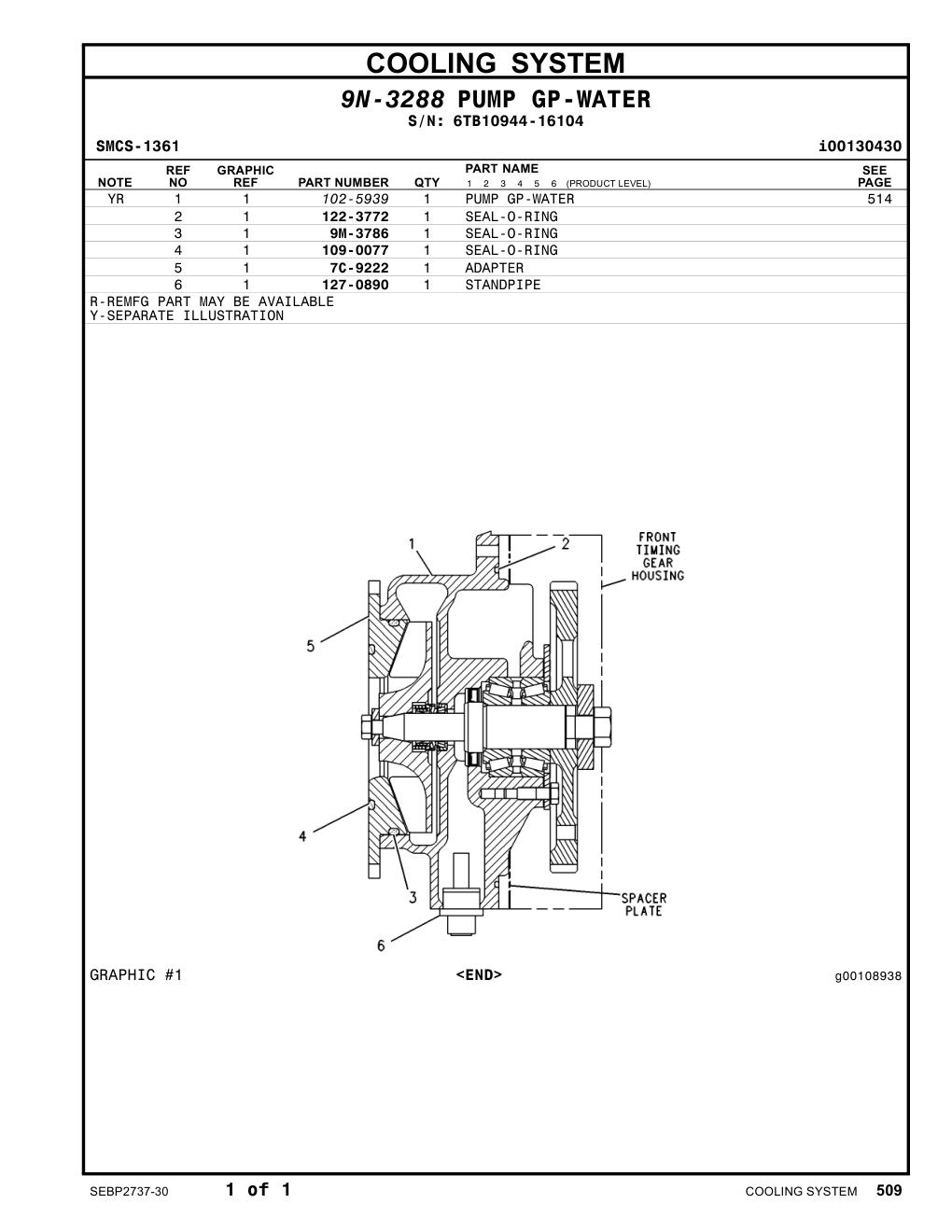 122-3772 SEAL-O-RING · S/N 6TB10944-16104 CAT parts manual diagram