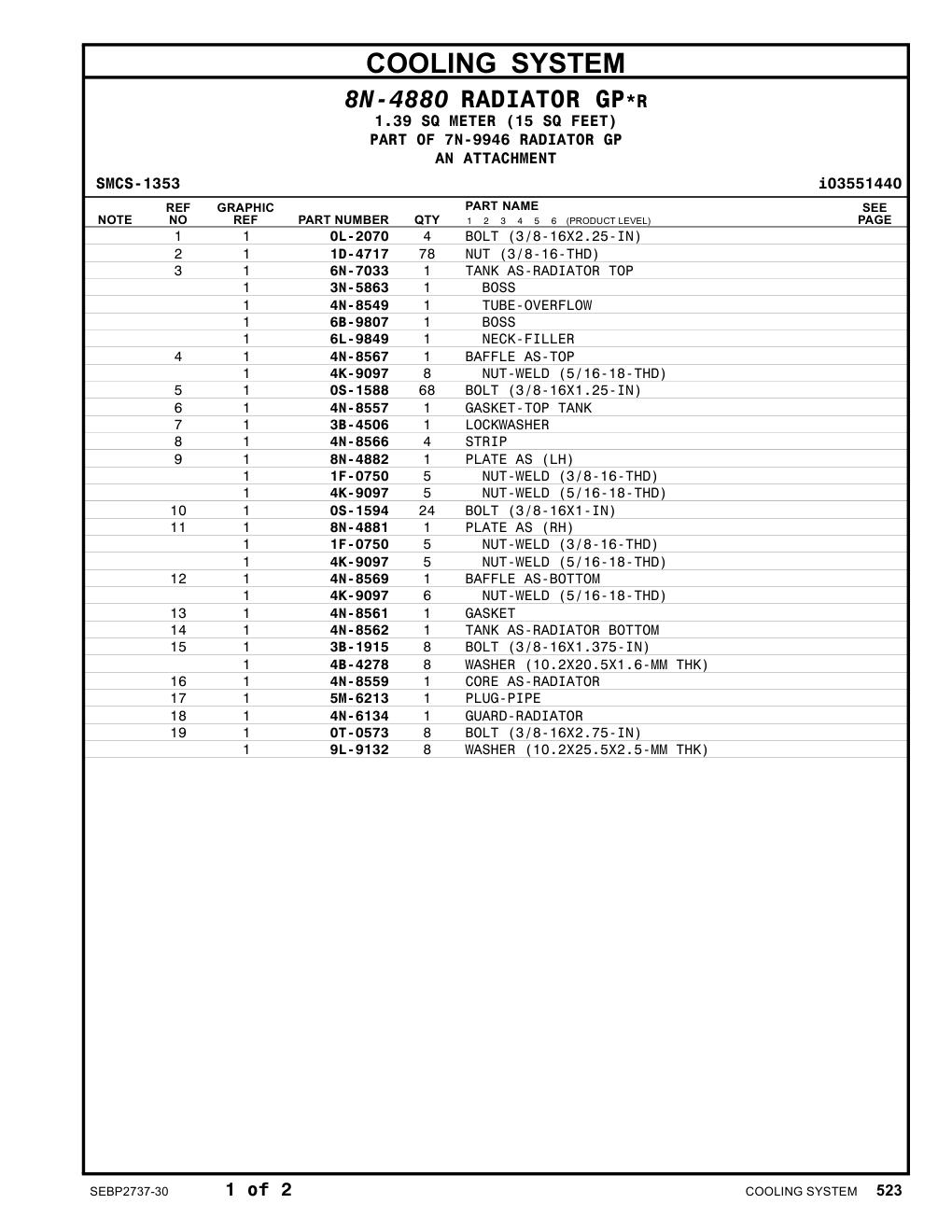 4N-8549 TUBE-OVERFLOW CAT parts manual diagram