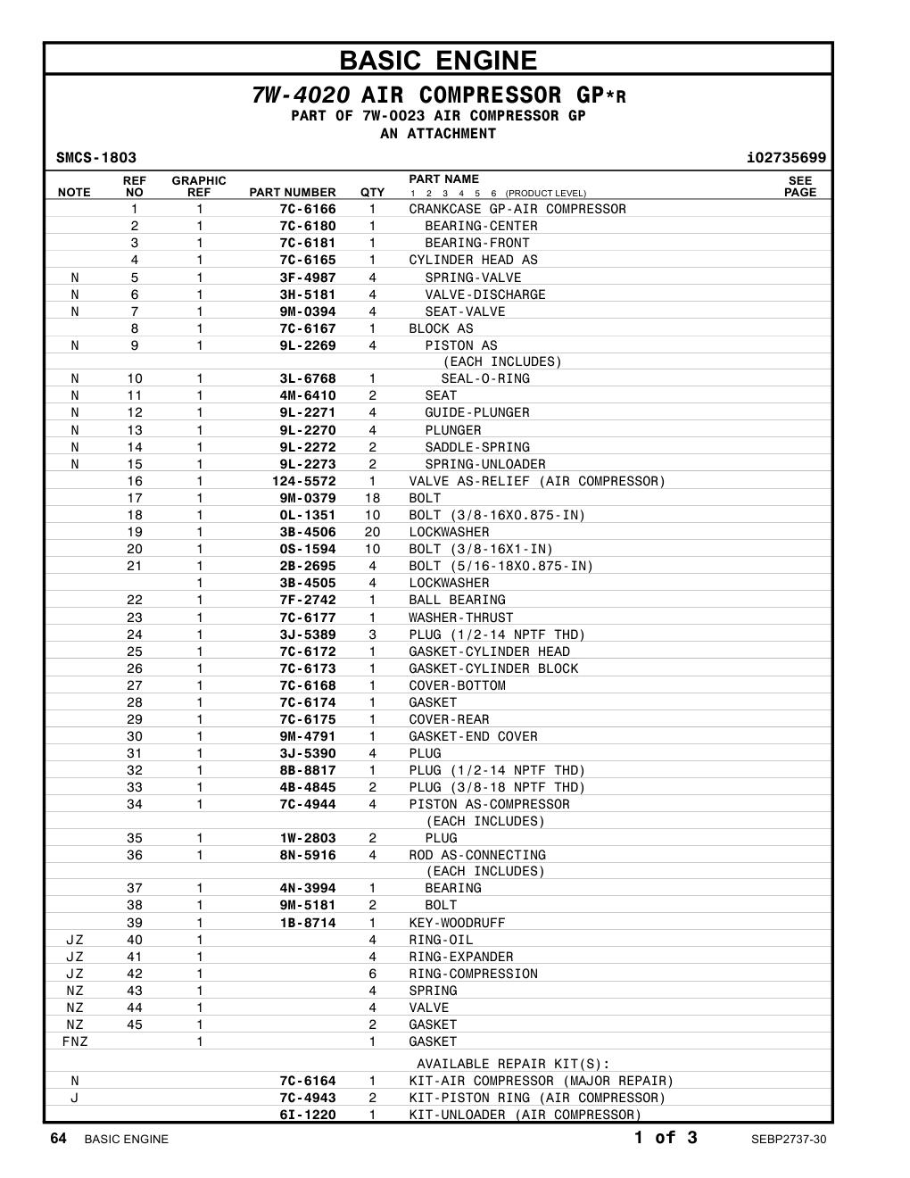7C-6172 GASKET-CYLINDER HEAD CAT parts manual diagram