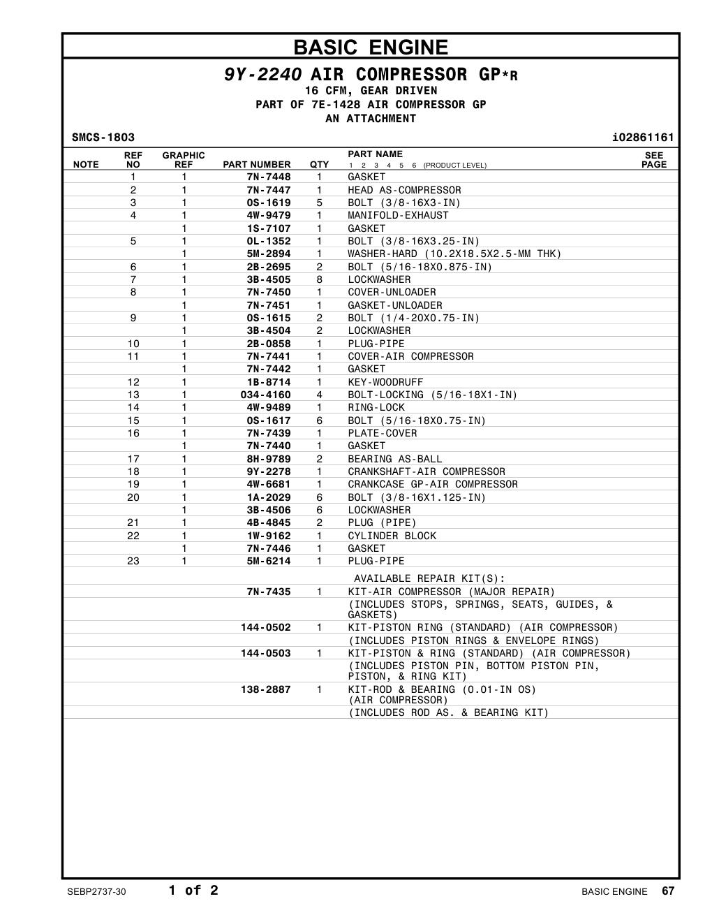1W-9162 CYLINDER BLOCK CAT parts manual diagram