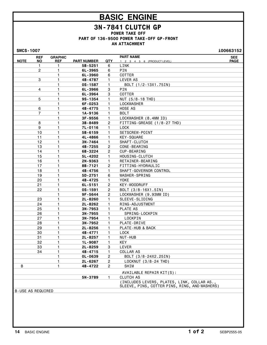 5L-4202 HOUSING-CLUTCH CAT parts manual diagram