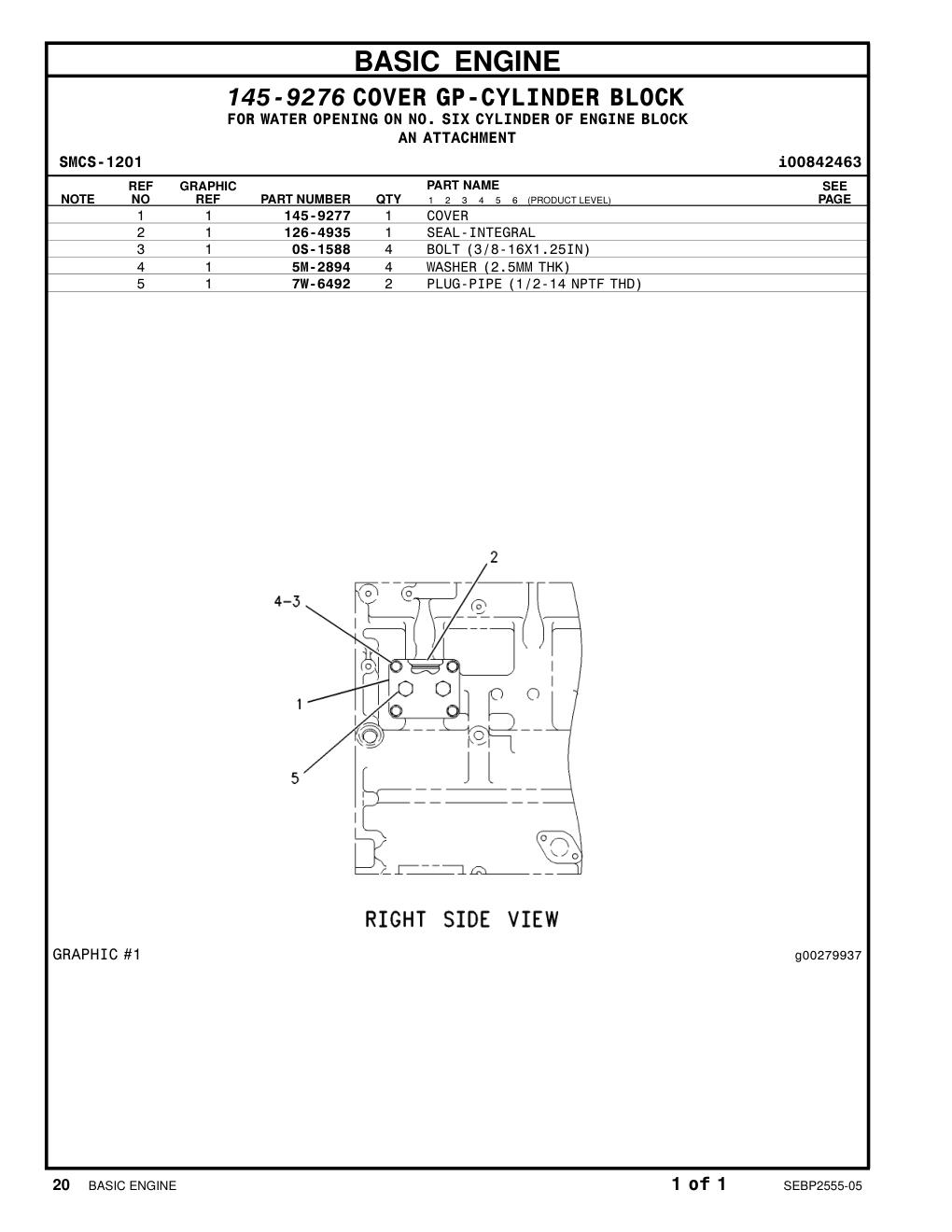 145-9277 COVER CAT parts manual diagram