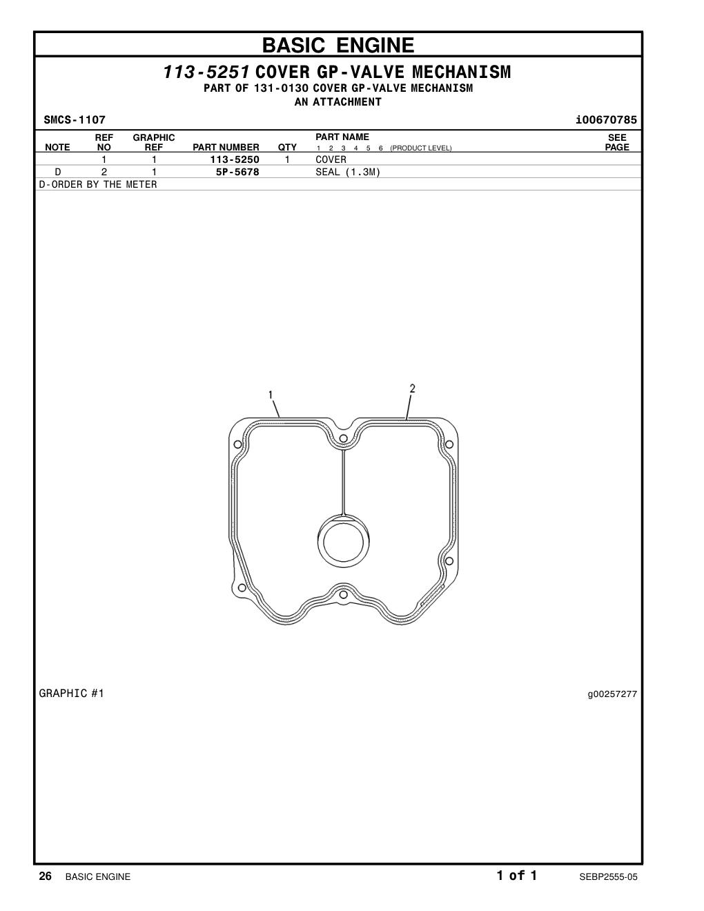 113-5250 COVER CAT parts manual diagram