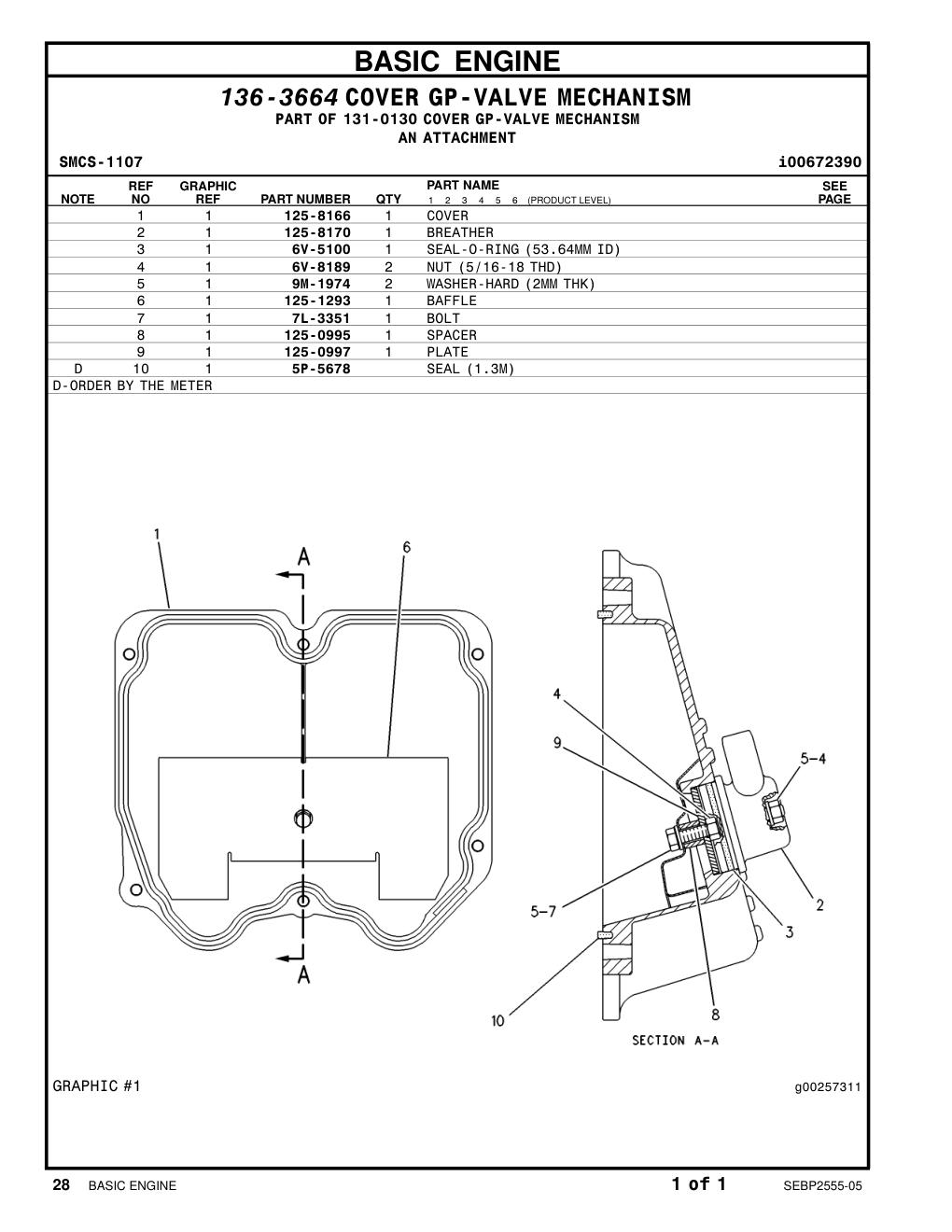 125-1293 BAFFLE CAT parts manual diagram