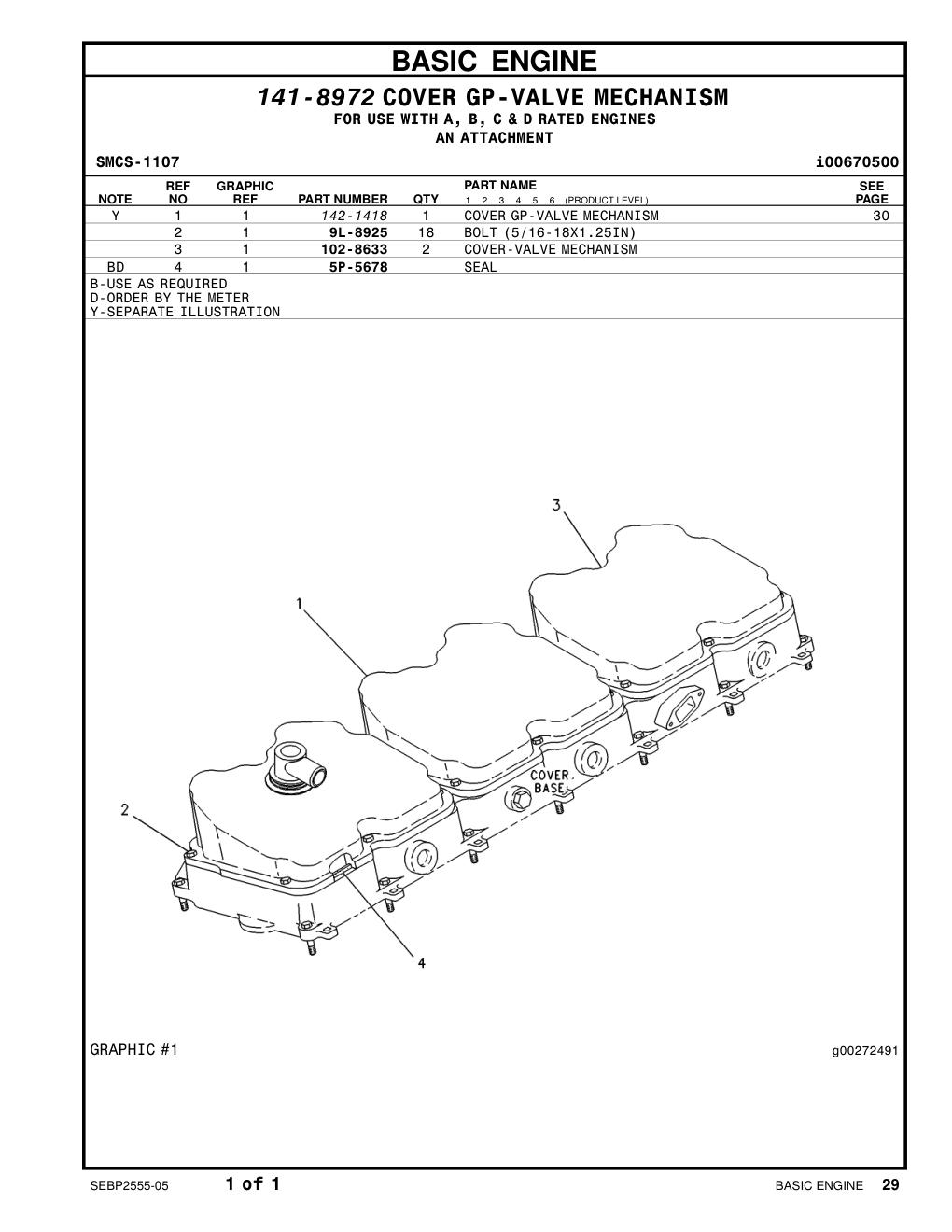 102-8633 COVER-VALVE MECHANISM CAT parts manual diagram