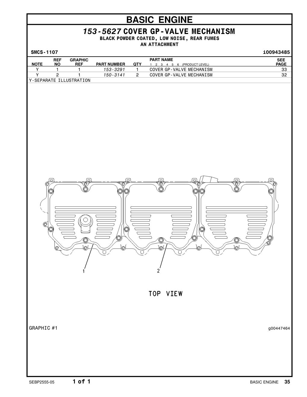150-3141 COVER GP-VALVE MECHANISM CAT parts manual diagram