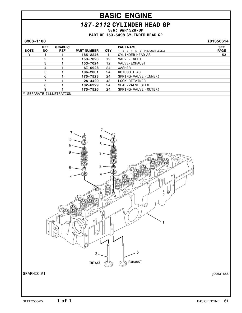 175-7523 SPRING-VALVE (INNER) · S/N 9WR1528-UP CAT parts manual diagram