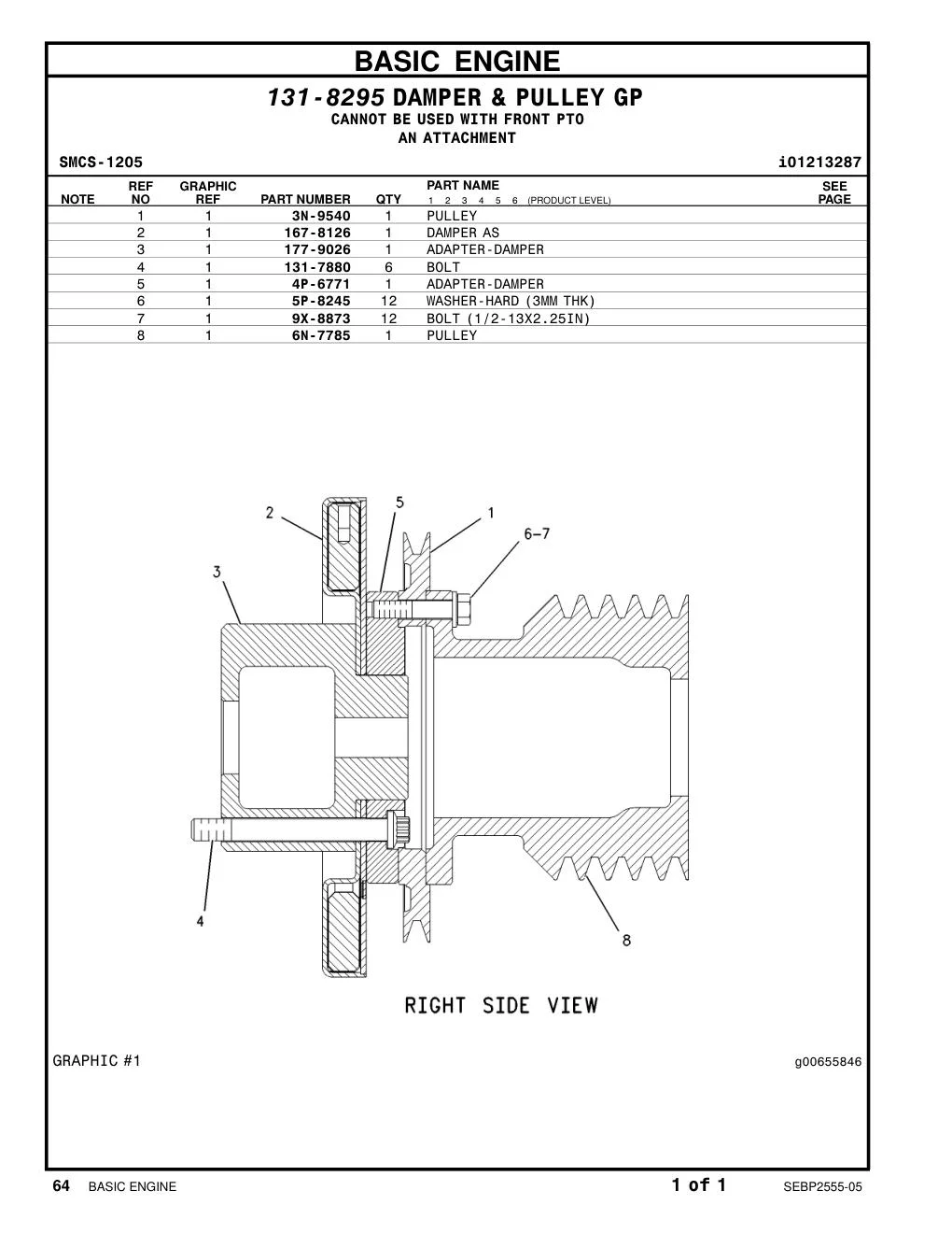 6N-7785 PULLEY CAT parts manual diagram