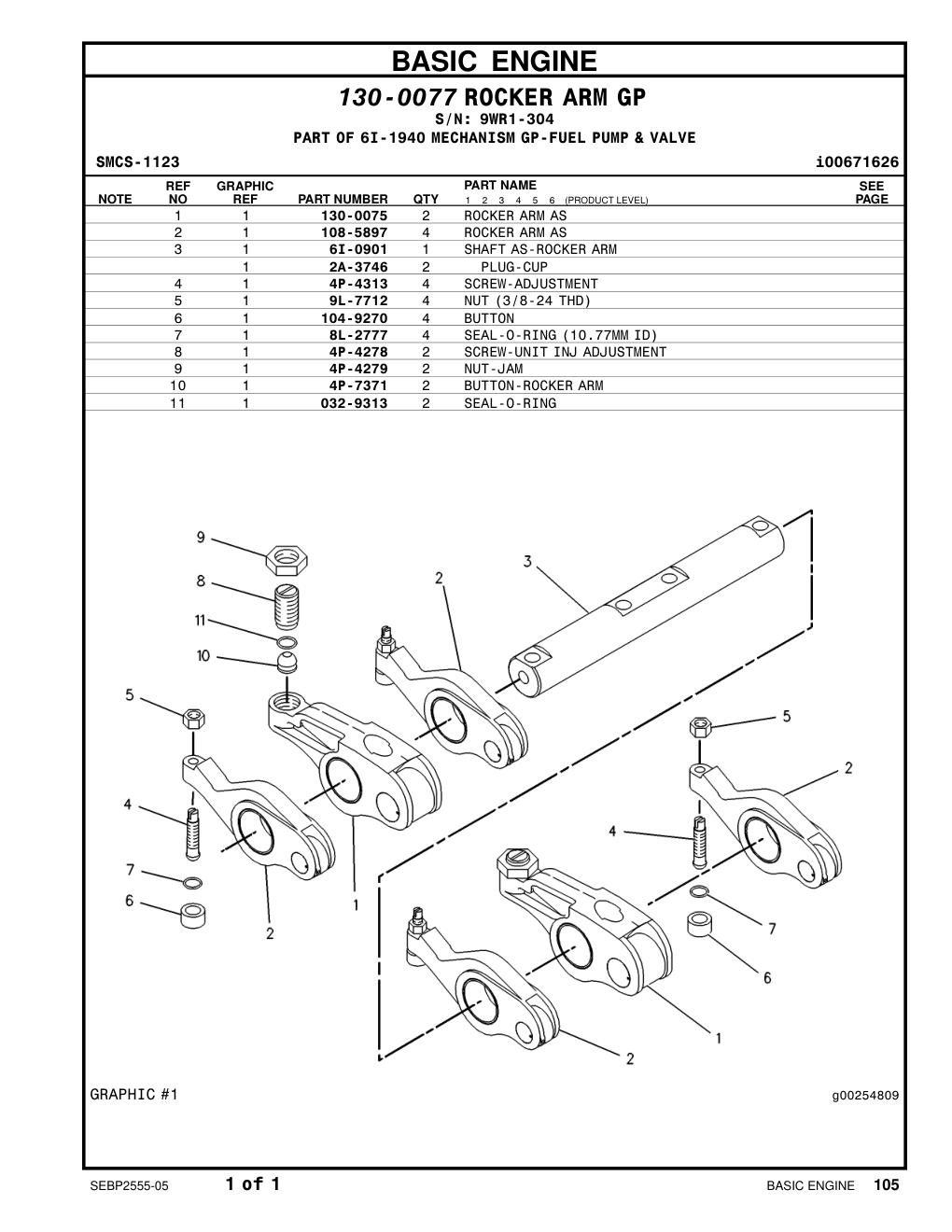 4P-4278 SCREW-UNIT INJ ADJUSTMENT · S/N 9WR1-304 CAT parts manual diagram