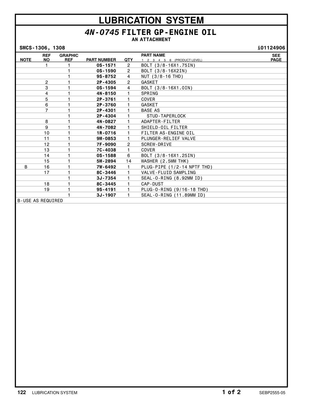 4N-0827 ADAPTER-FILTER CAT parts manual diagram