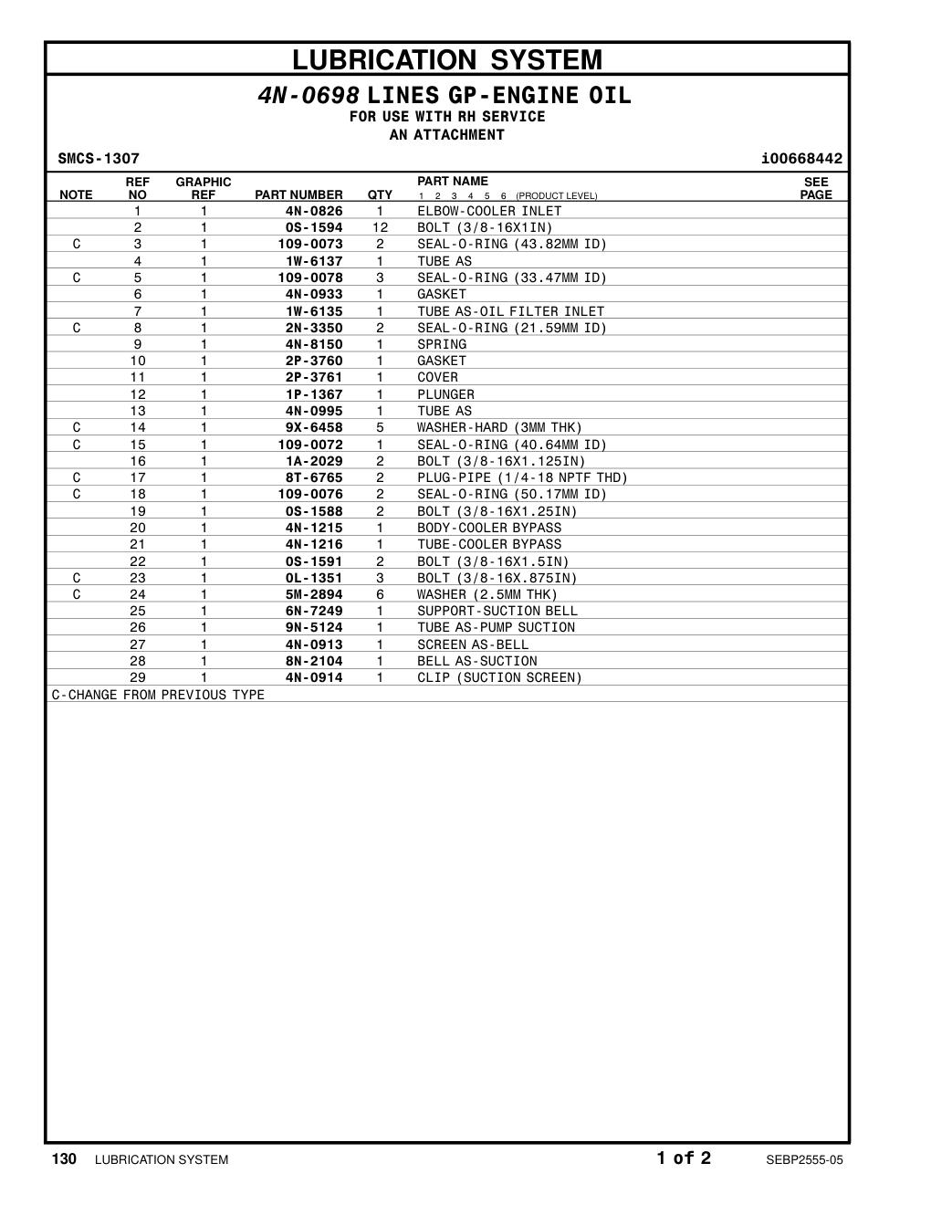 1W-6135 TUBE AS-OIL FILTER INLET CAT parts manual diagram