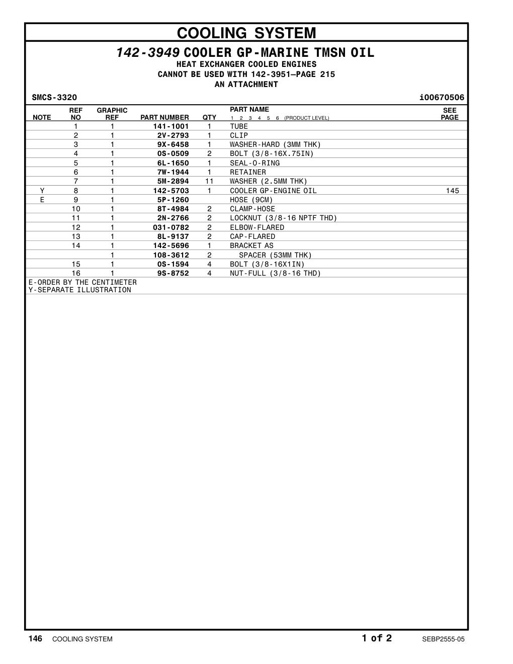 141-1001 TUBE CAT parts manual diagram