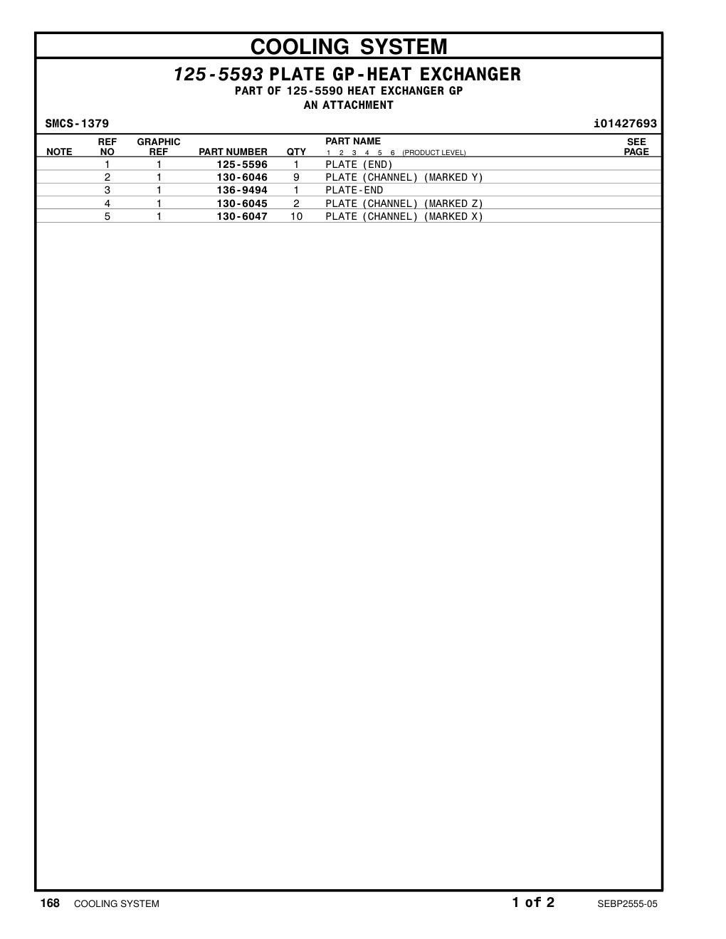 125-5596 PLATE (END) CAT parts manual diagram
