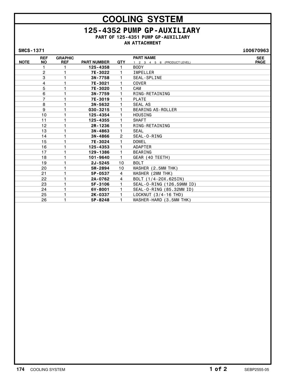 125-4355 SHAFT CAT parts manual diagram