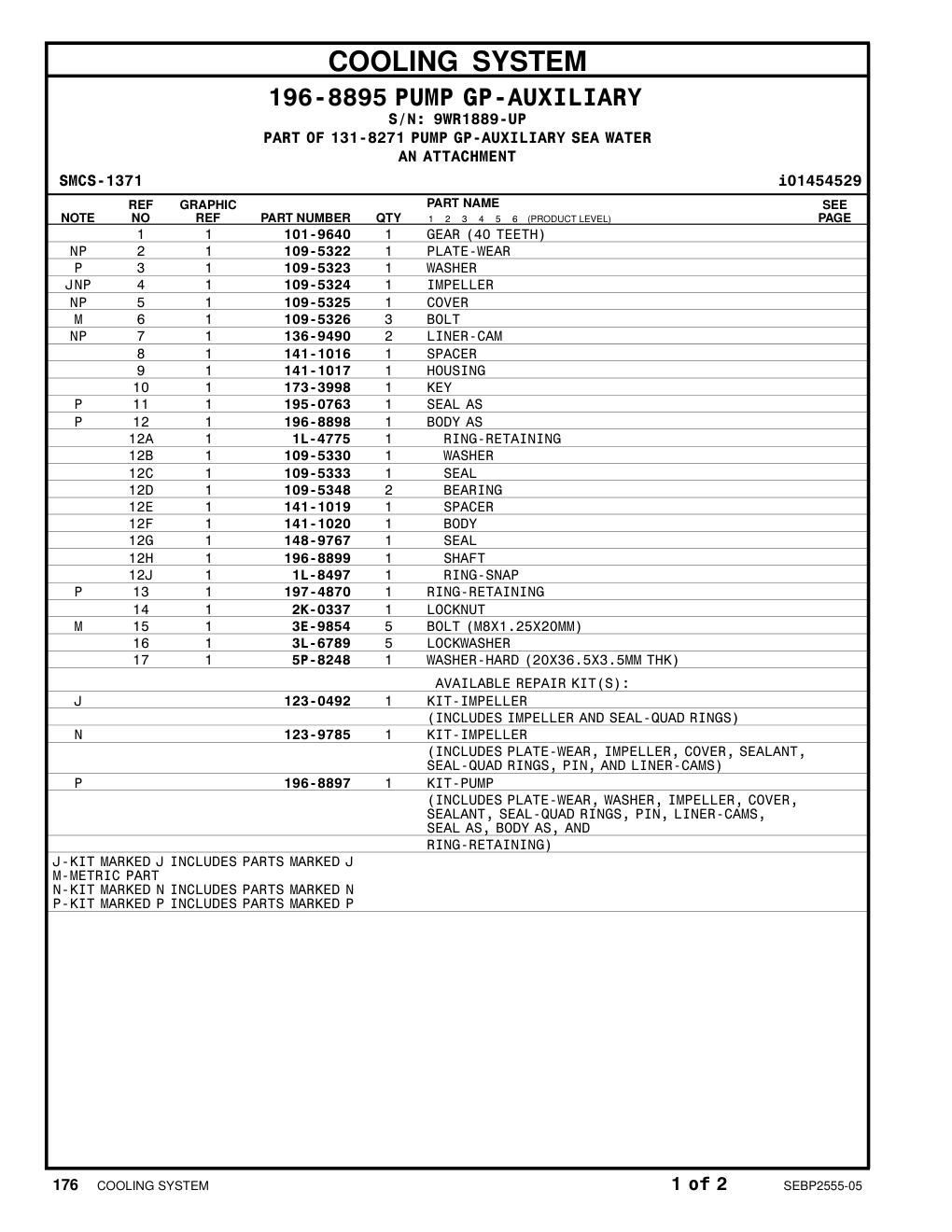 141-1016 SPACER · S/N 9WR1889-UP CAT parts manual diagram