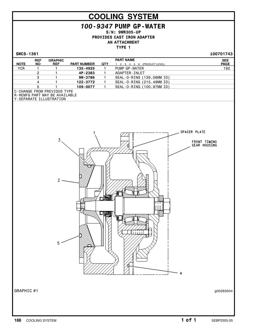 4P-2383 ADAPTER · S/N 9WR305-UP CAT parts manual diagram