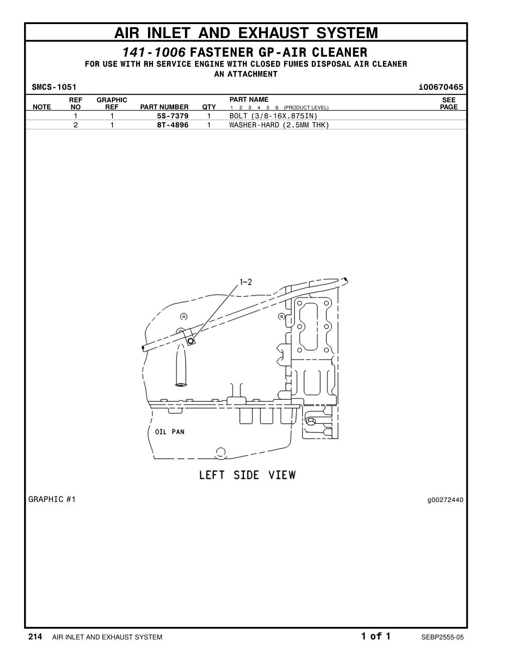 5S-7379 - BOLT (3/8-16X0.875-IN)