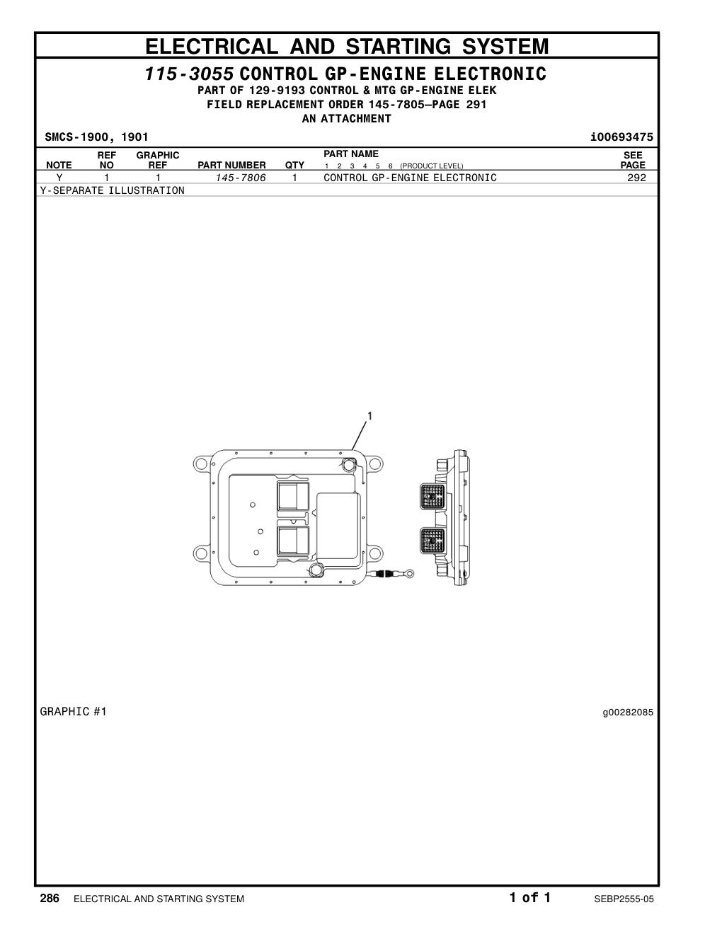 145-7806 CONTROL GP-ENGINE ELECTRONIC CAT parts manual diagram