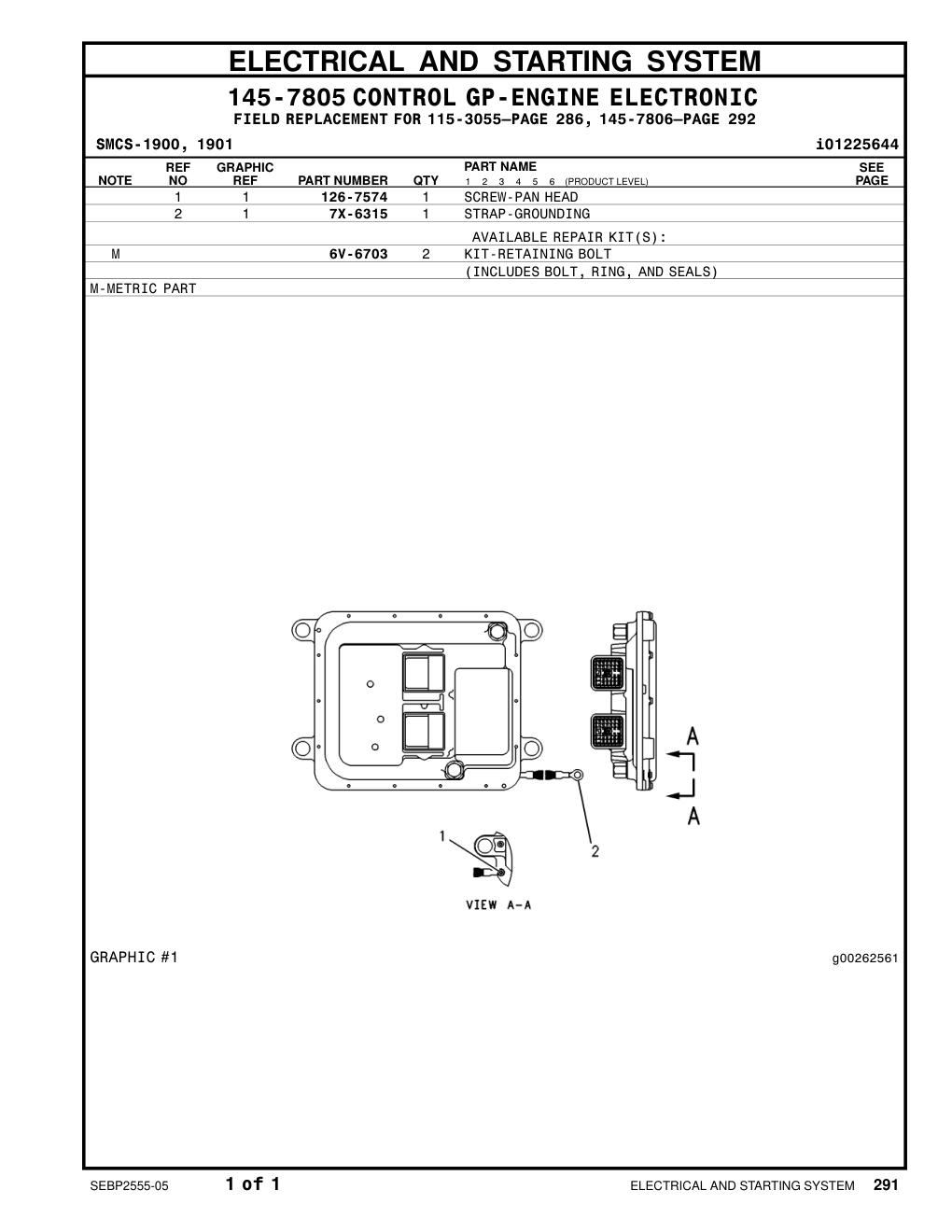 126-7574 SCREW CAT parts manual diagram