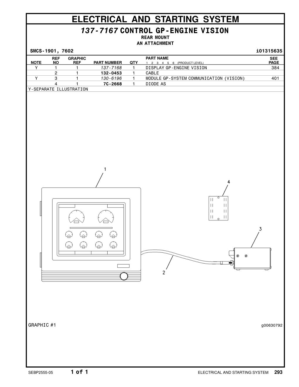 132-0453 CABLE CAT parts manual diagram