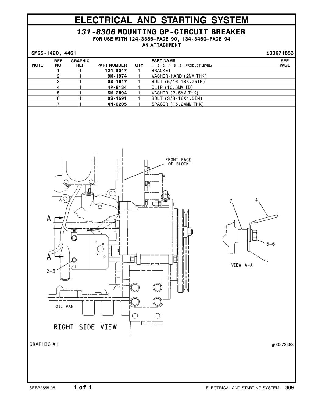 124-9047 BRACKET CAT parts manual diagram