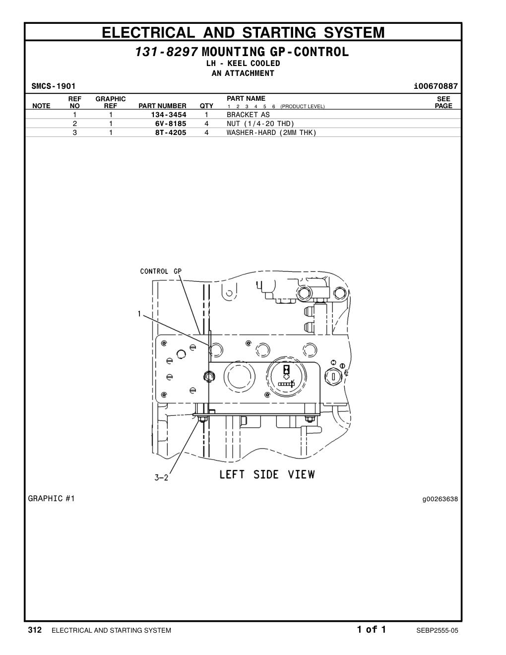 134-3454 BRACKET AS CAT parts manual diagram