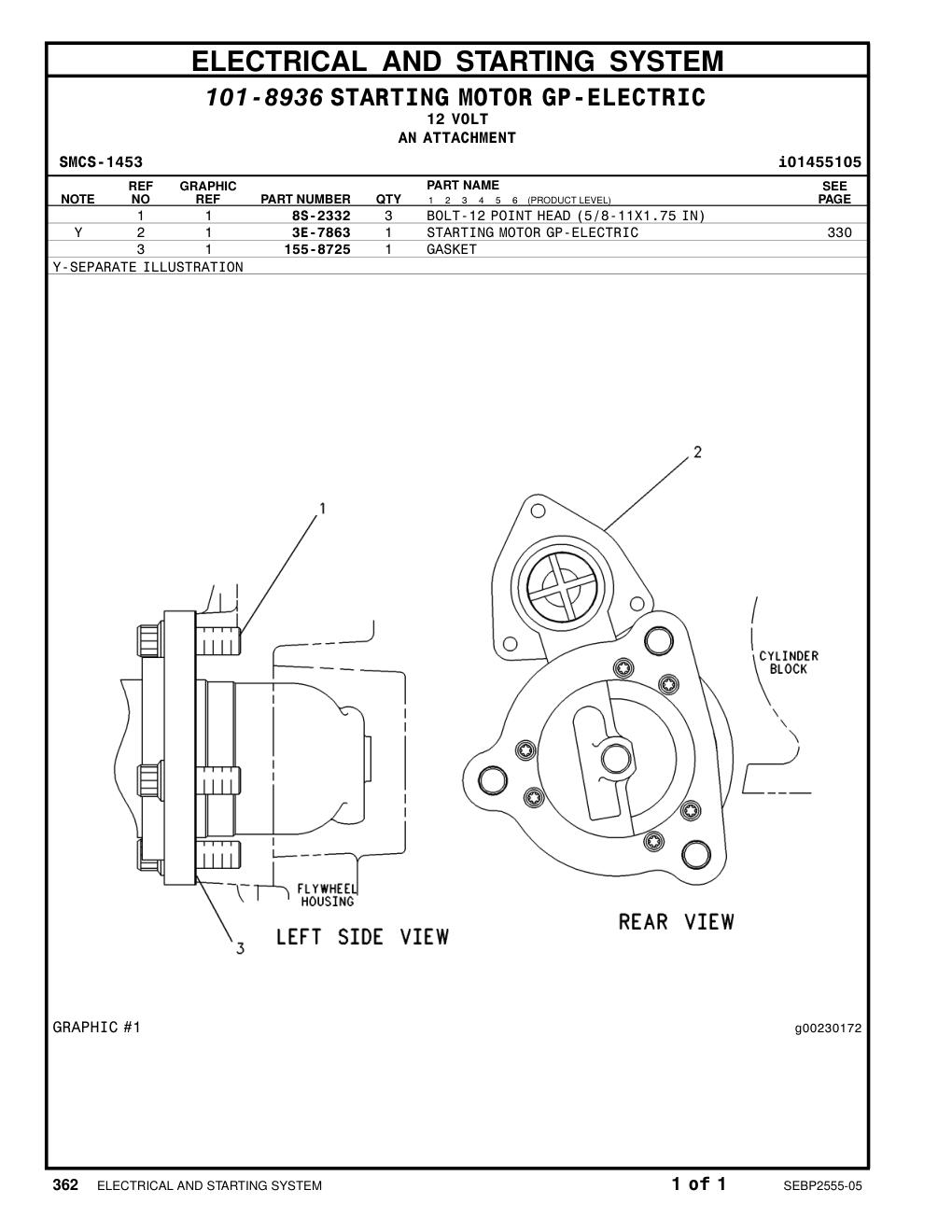 3E-7863 STARTING MOTOR GP-ELECTRIC CAT parts manual diagram