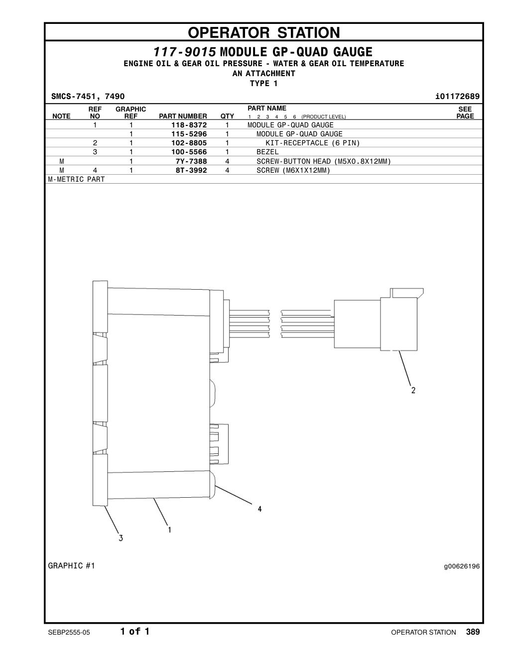 100-5566 BEZEL CAT parts manual diagram