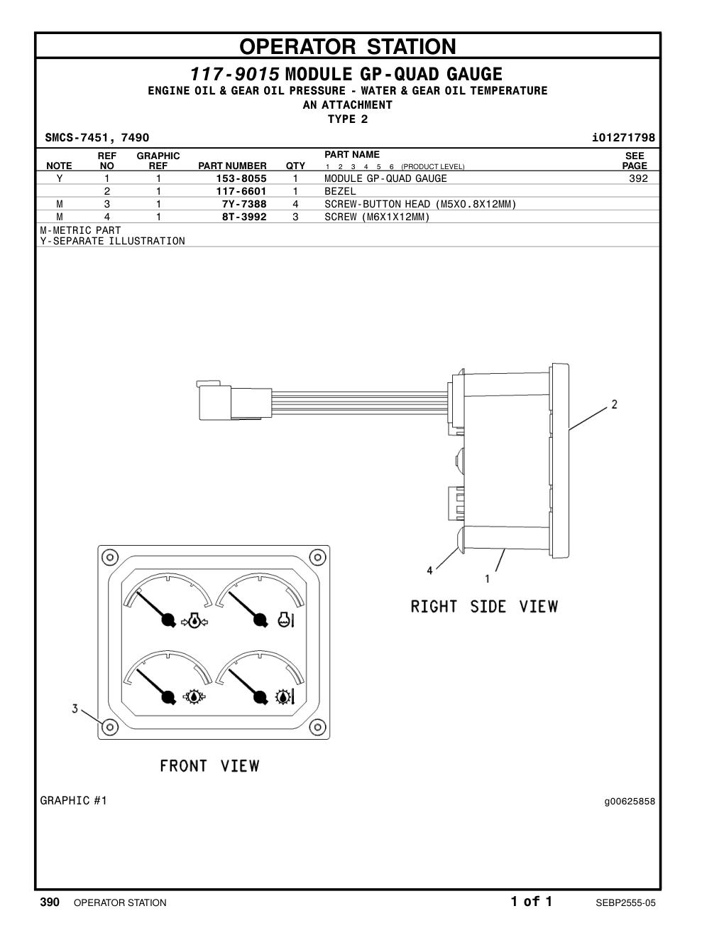 153-8055 MODULE GP-QUAD GAUGE CAT parts manual diagram