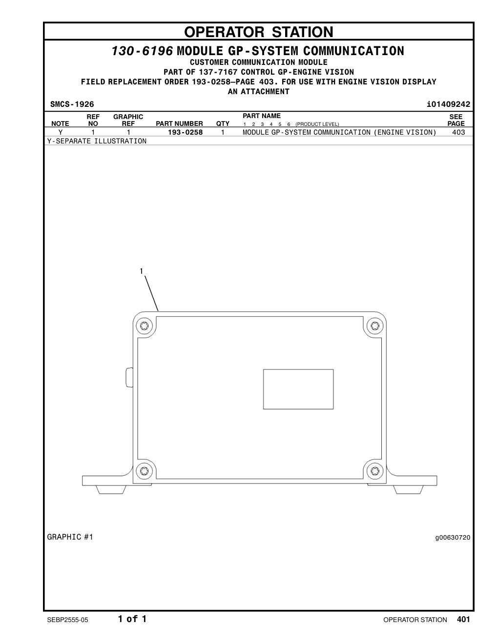 193-0258 MODULEGP-SYSTEM COMMUNICATION (ENGINE VISION) CAT parts manual diagram