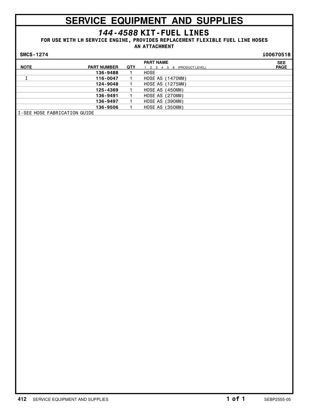 136-9491 HOSE AS (270MM) CAT parts diagram