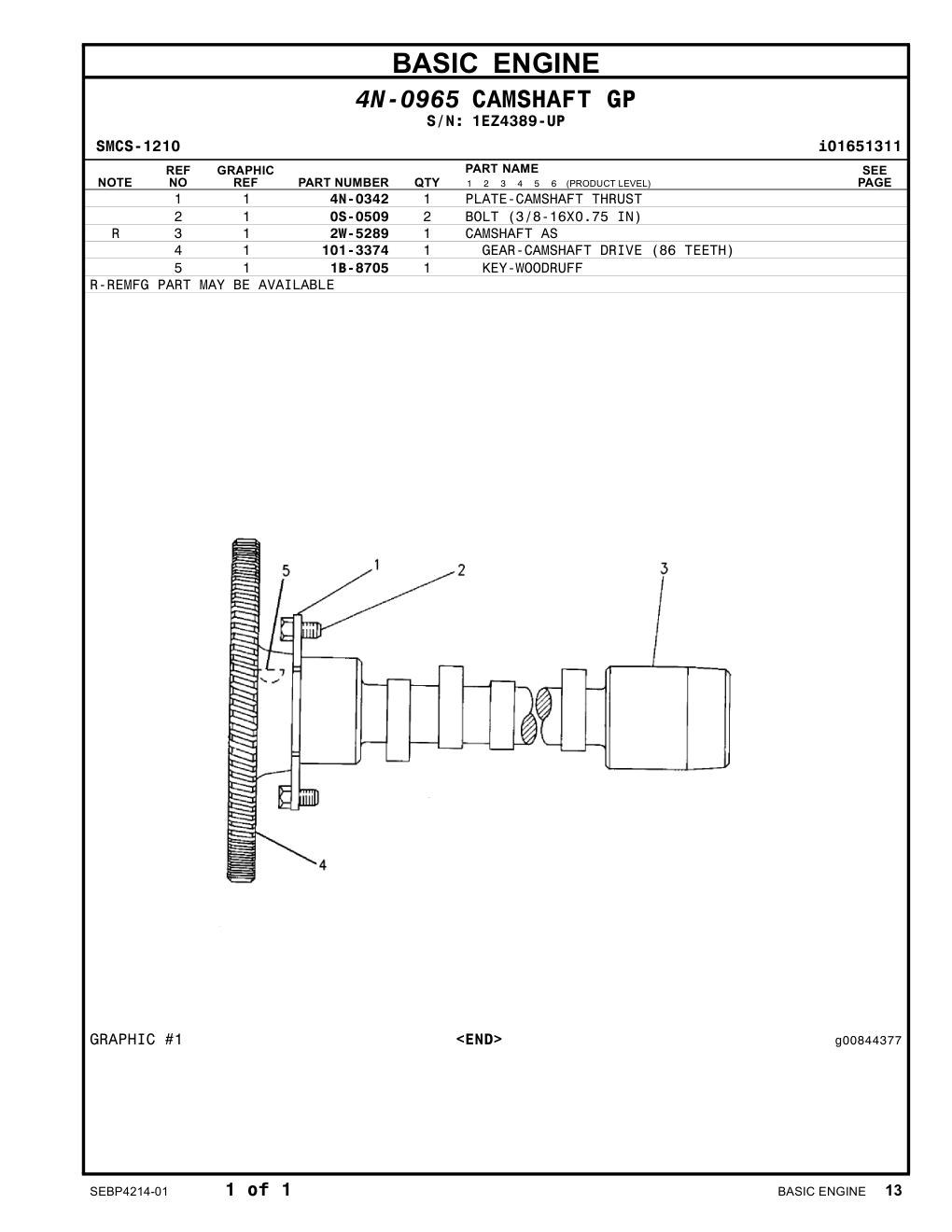 101-3374 GEAR (86-TEETH) · S/N 1EZ4389-UP CAT parts manual diagram