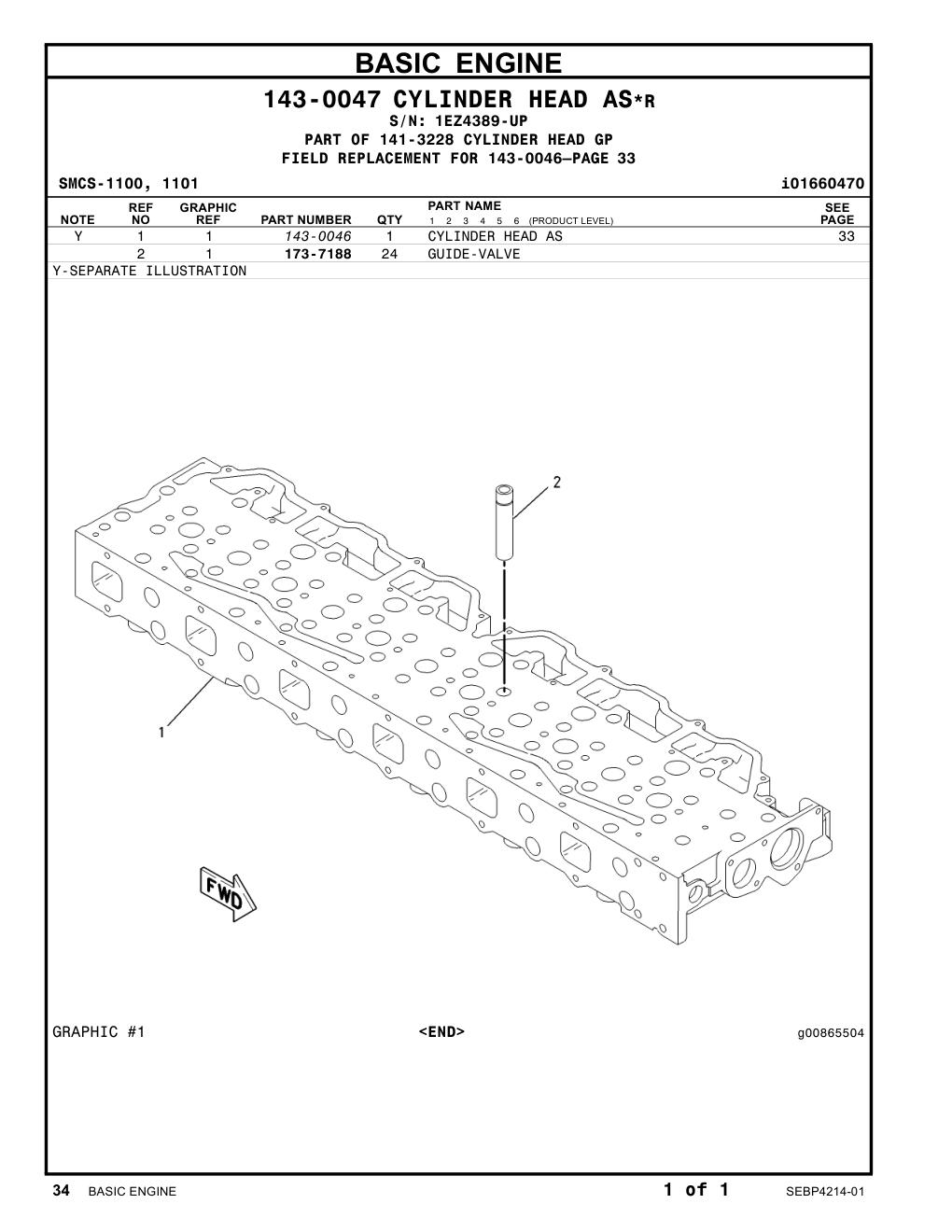 143-0046 CYLINDER HEAD AS · S/N 1EZ4389-UP CAT parts manual diagram
