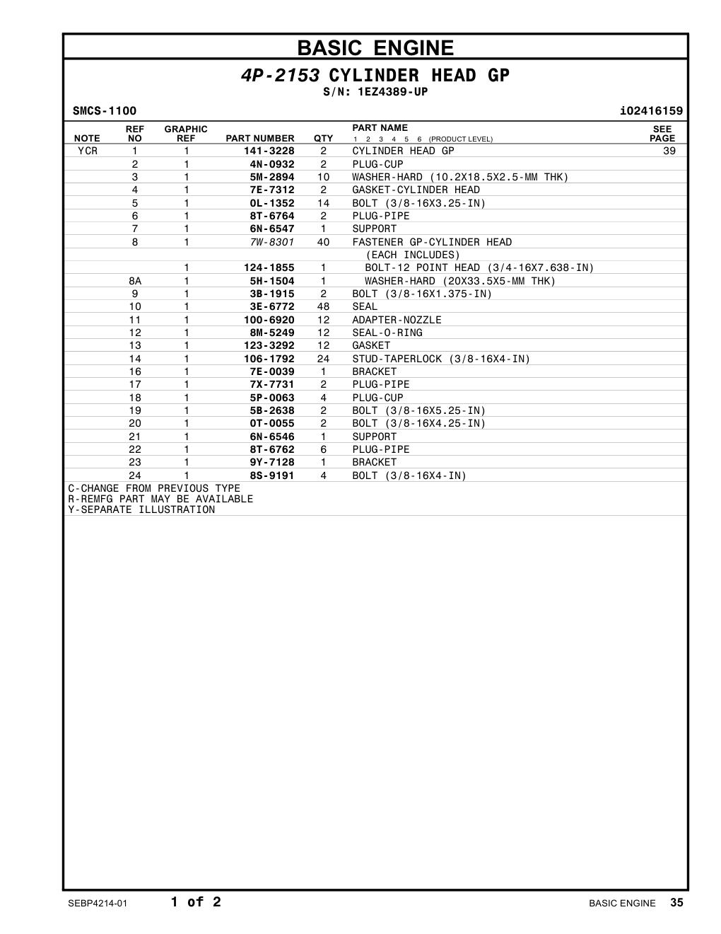 123-3292 GASKET · S/N 1EZ4389-UP CAT parts manual diagram