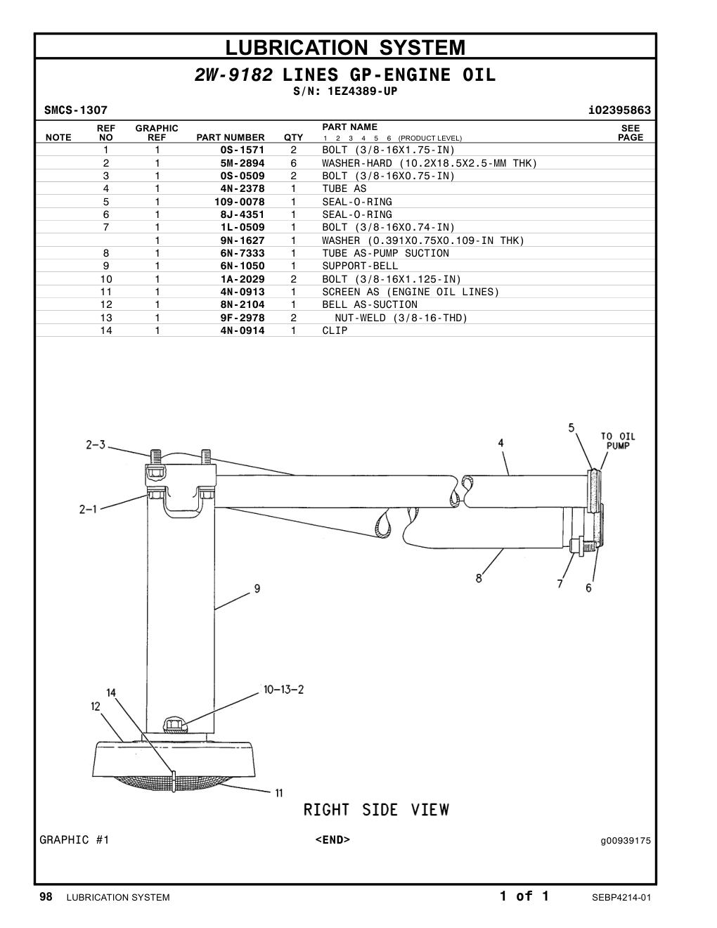 1L-0509 BOLT (3/8-16X0.74-IN) · S/N 1EZ4389-UP CAT parts manual diagram