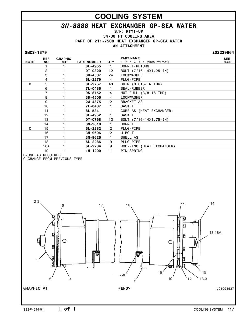 3N-9626 SHELL AS · S/N RTY1-UP CAT parts manual diagram