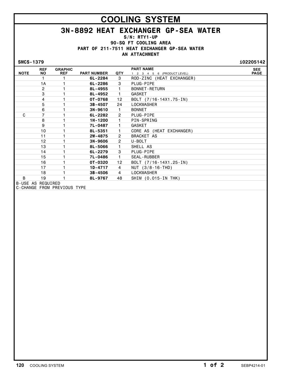 8L-5066 SHELL AS · S/N RTY1-UP CAT parts manual diagram