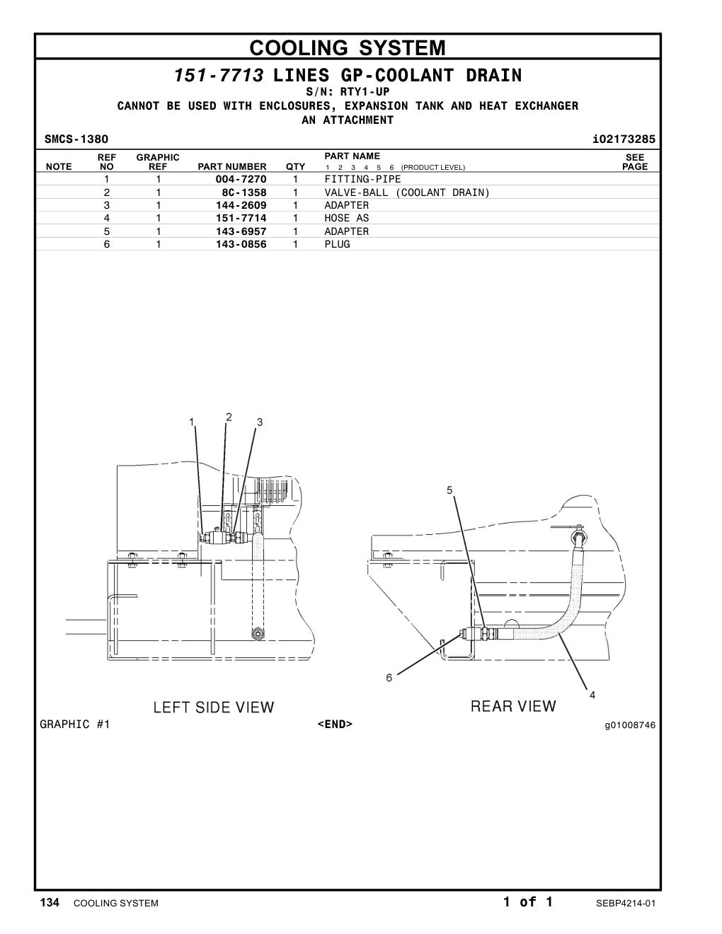 144-2609 ADAPTER · S/N RTY1-UP CAT parts manual diagram