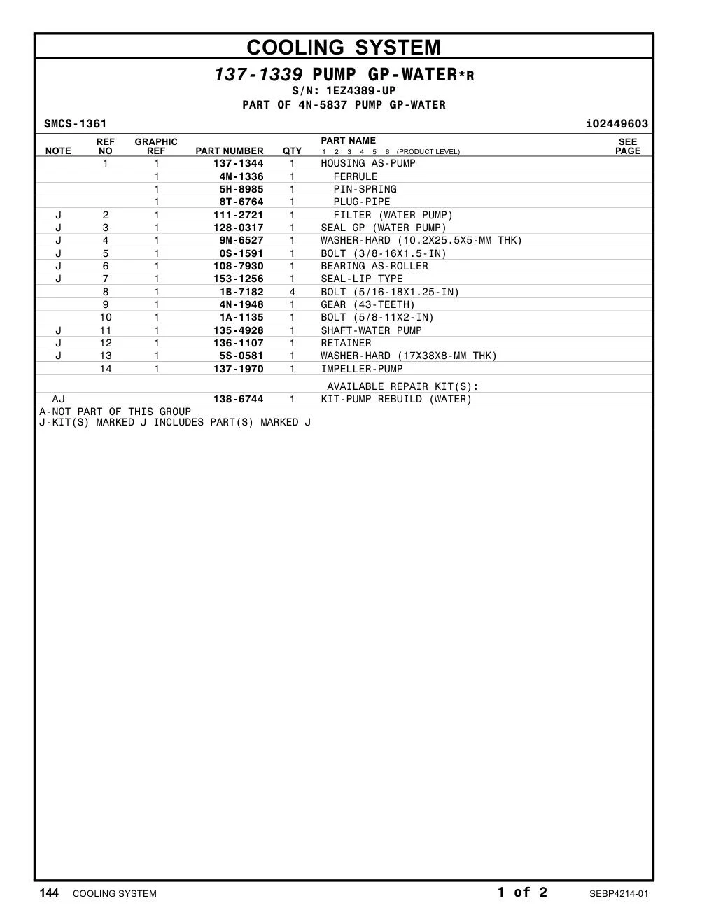 111-2721 - FILTER (WATER PUMP)