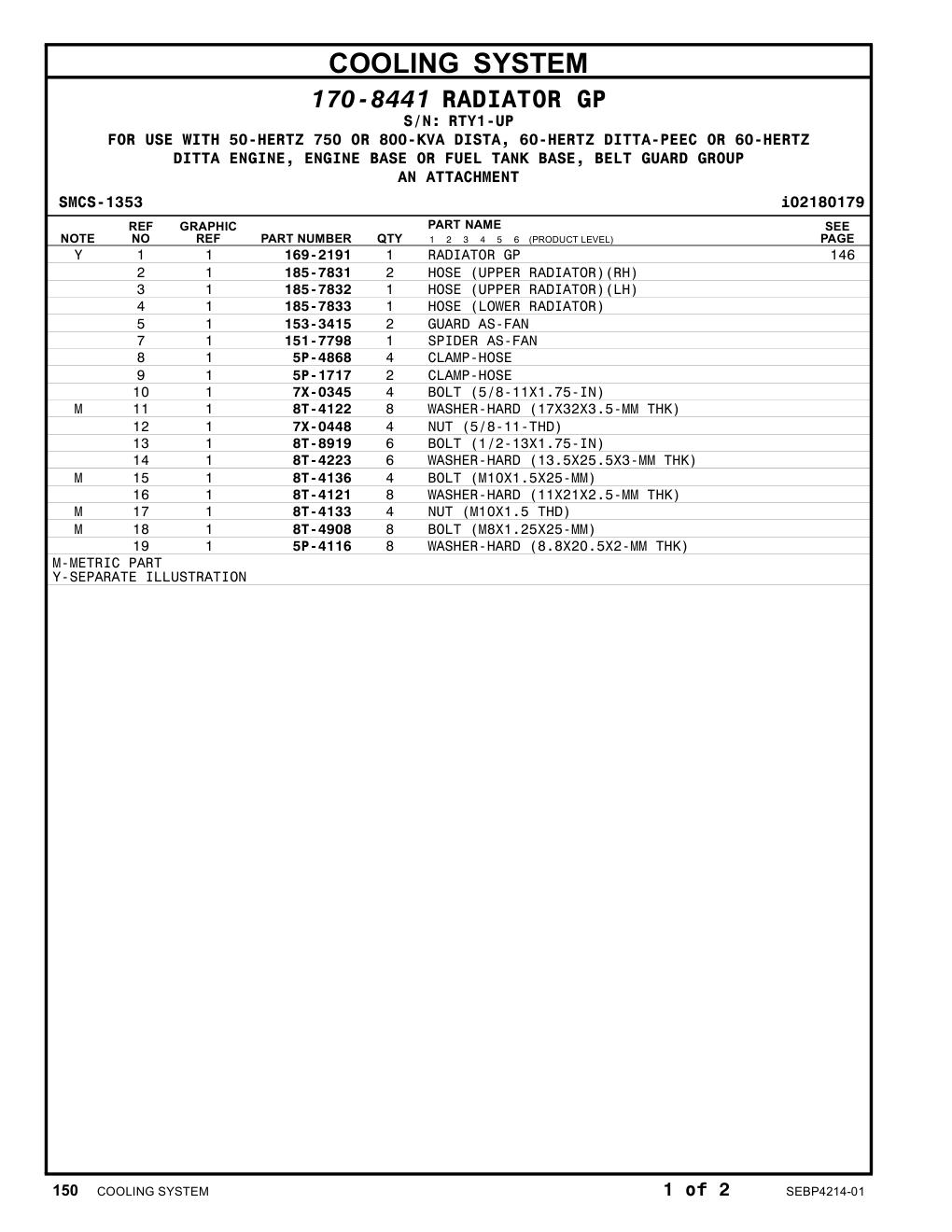 151-7798 SPIDER AS-FAN · S/N RTY1-UP CAT parts manual diagram