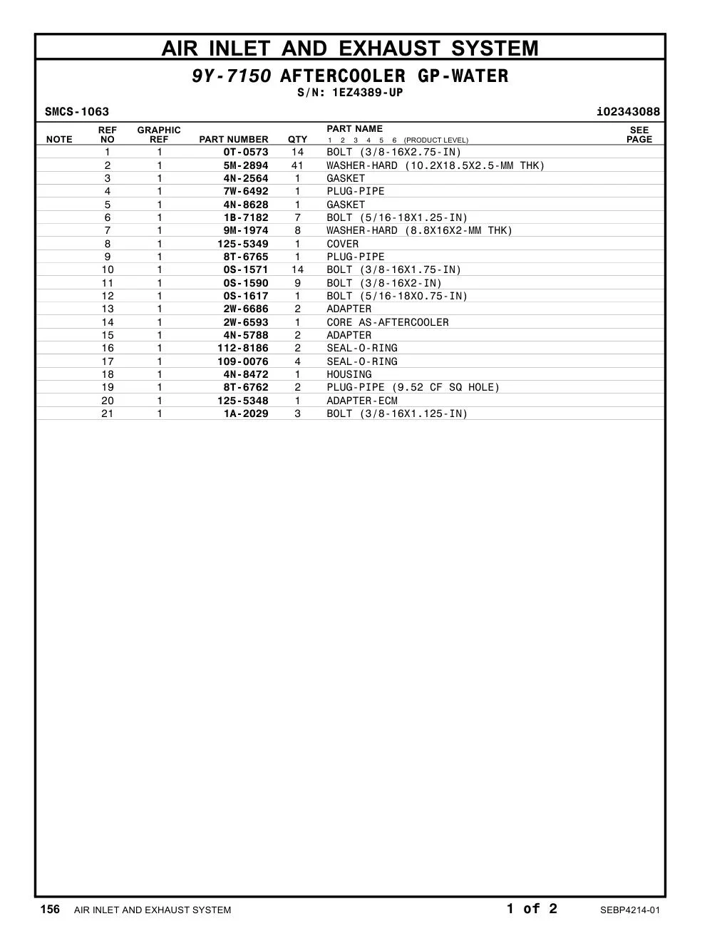 2W-6593 CORE AS-AFTERCOOLER CAT parts diagram