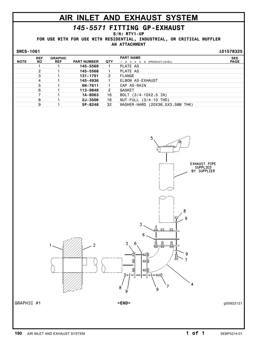 113-9848 GASKET · S/N RTY1-UP CAT parts manual diagram