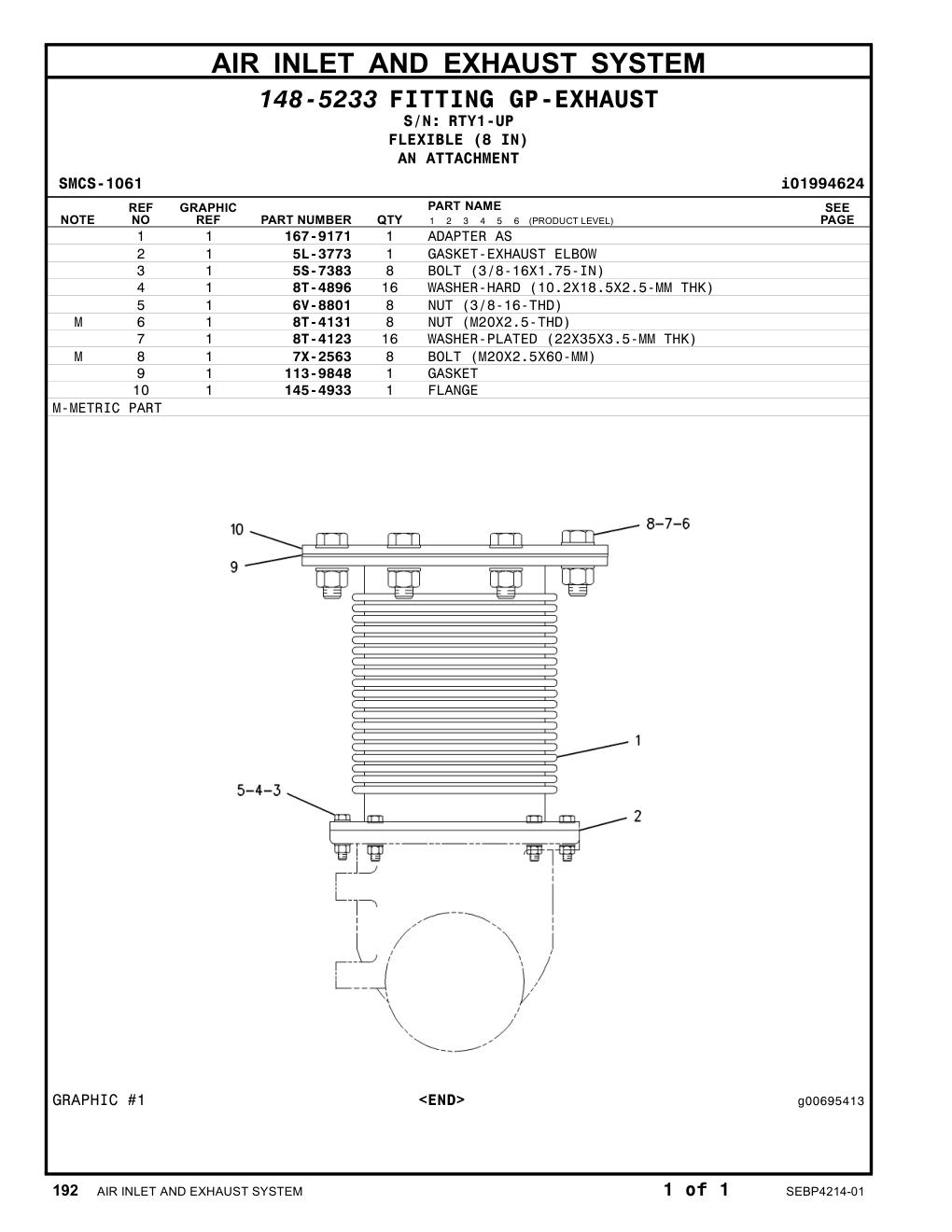 167-9171 ADAPTER AS · S/N RTY1-UP CAT parts manual diagram
