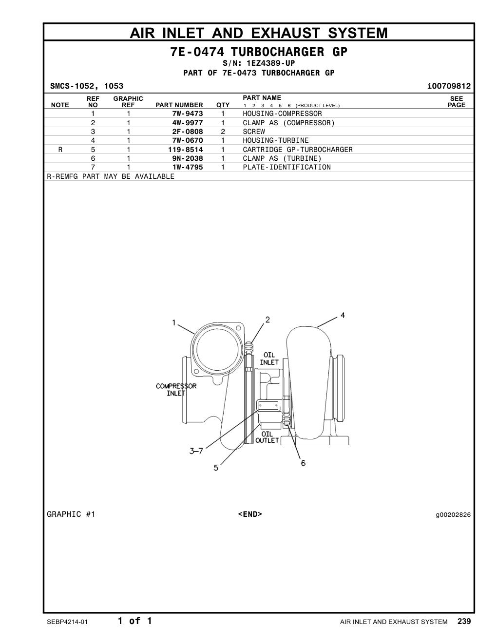7W-9473 HOUSING-COMPRESSOR · S/N 1EZ4389-UP CAT parts manual diagram
