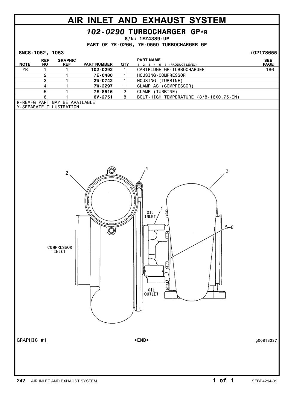 7E-0480 HOUSING-COMPRESSOR · S/N 1EZ4389-UP CAT parts manual diagram